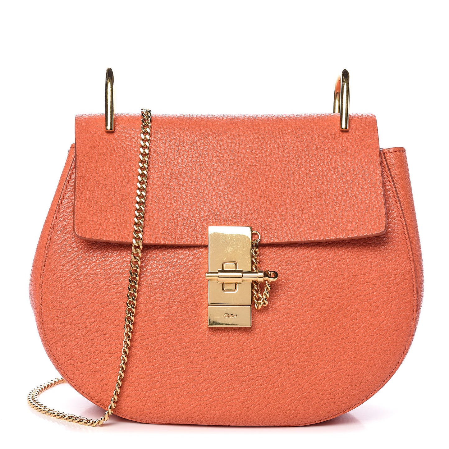 Grained Lambskin Drew Shoulder Bag Mandarin