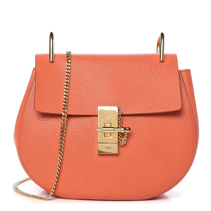 Chloe Grained Lambskin Drew Shoulder Bag Mandarin 1 of 9
