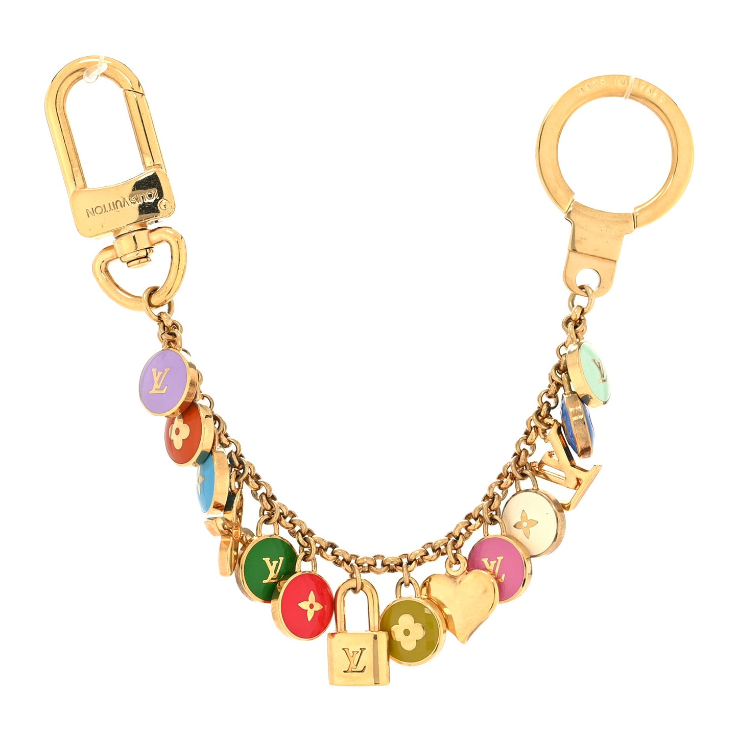 Metal Enamel Pastilles Key Chain Bag Charm Multicolor