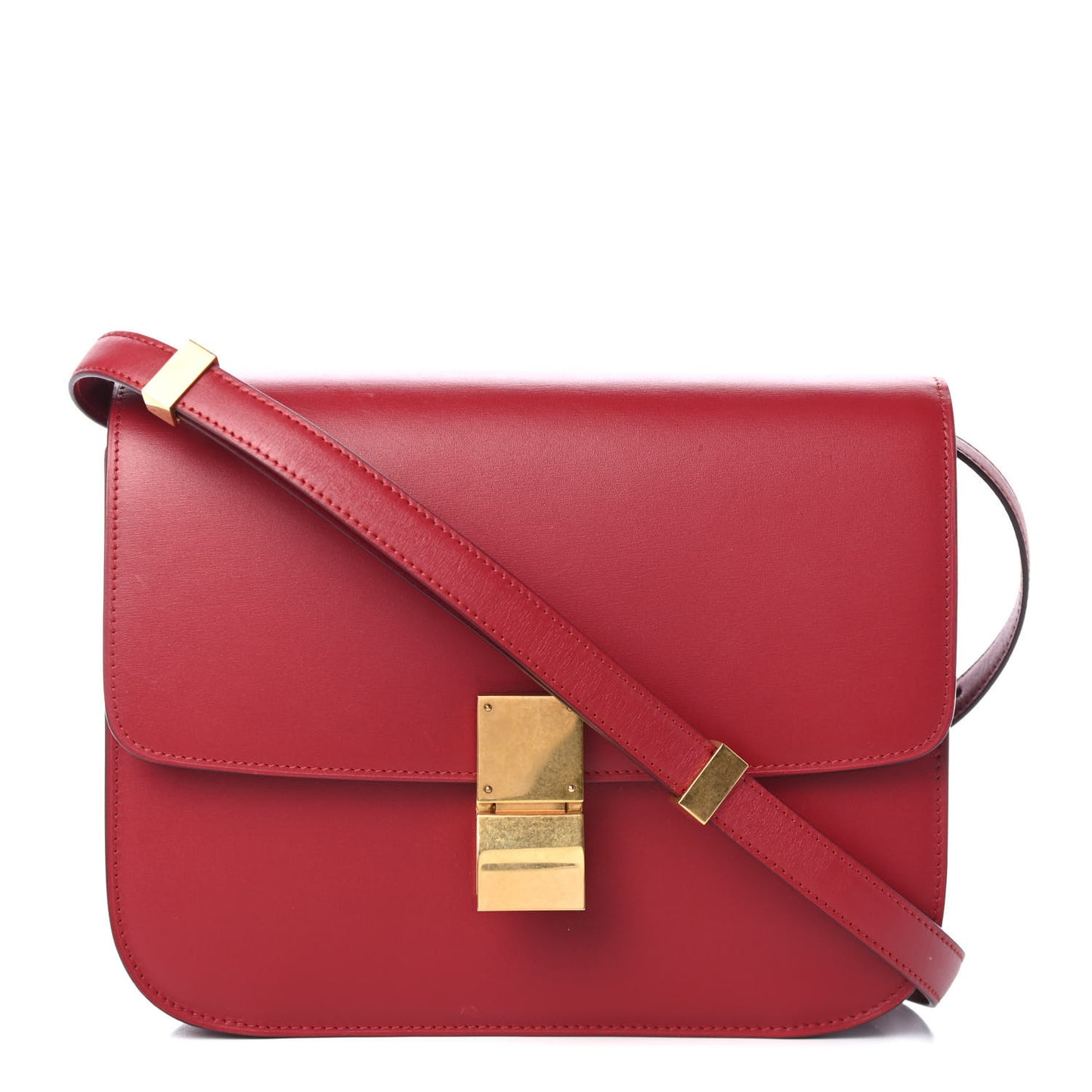 Box Calfskin Medium Classic Box Flap Bag Red