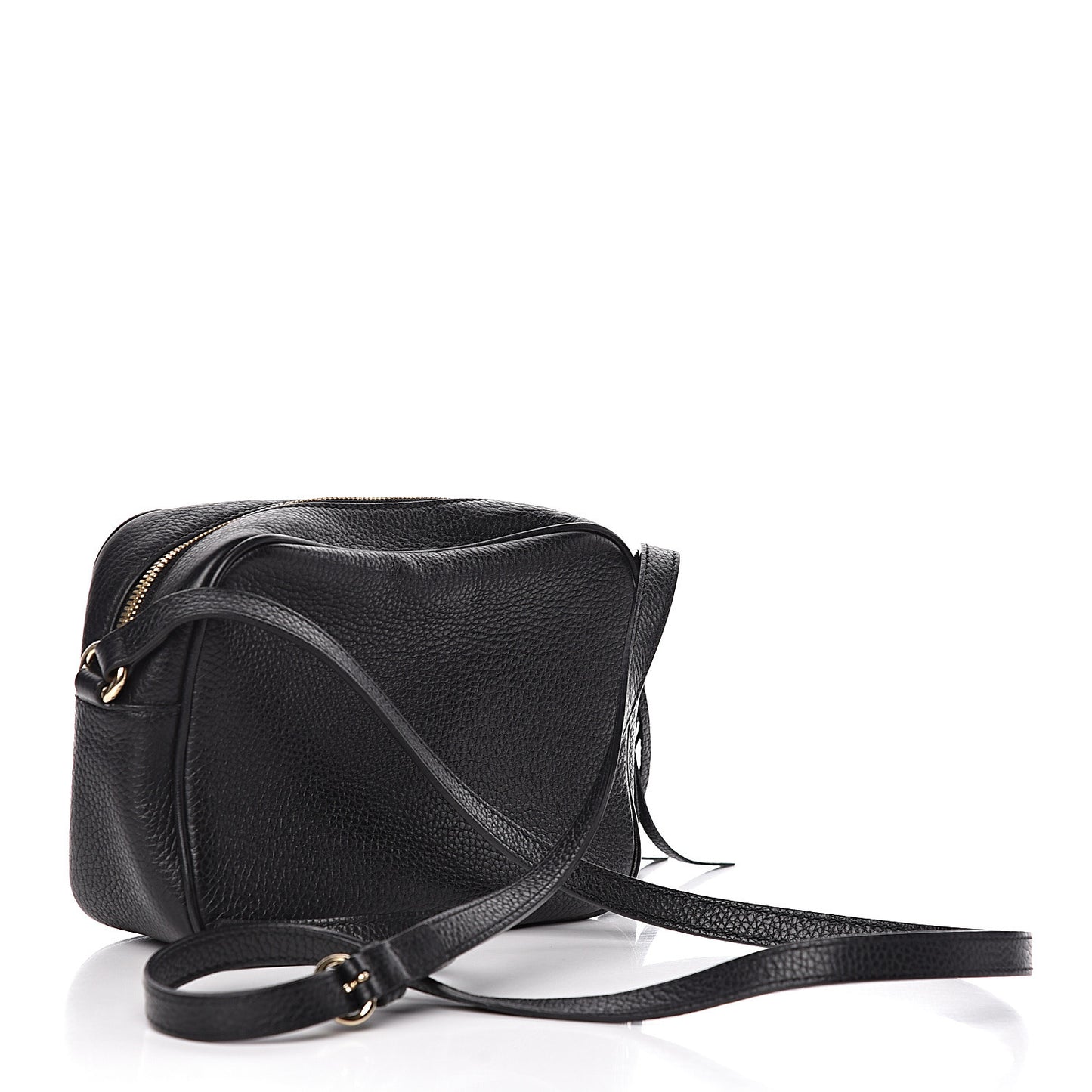 Pebbled Calfskin Small Soho Disco Bag Black