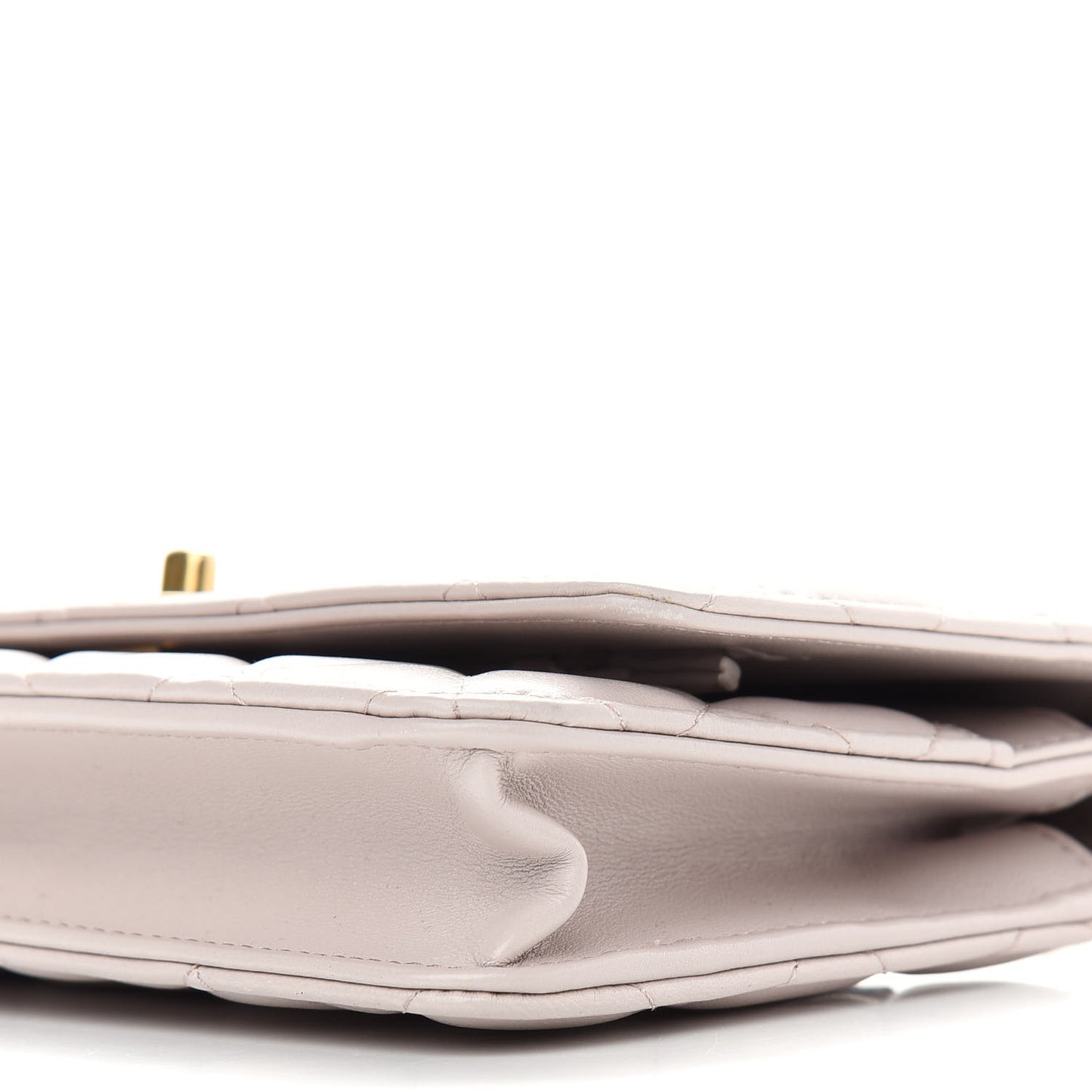 Lambskin Quilted Pearl Crush Wallet on Chain WOC Beige