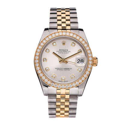 Rolex Stainless Steel 18K Yellow Gold Diamond 31mm Oyster Perpetual Datejust Watch Silver 178383 1 of 7