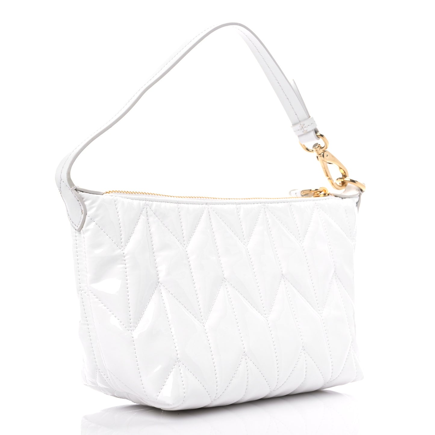 Iridescent Fabric Quilted Mini Spirit Cire Bag White