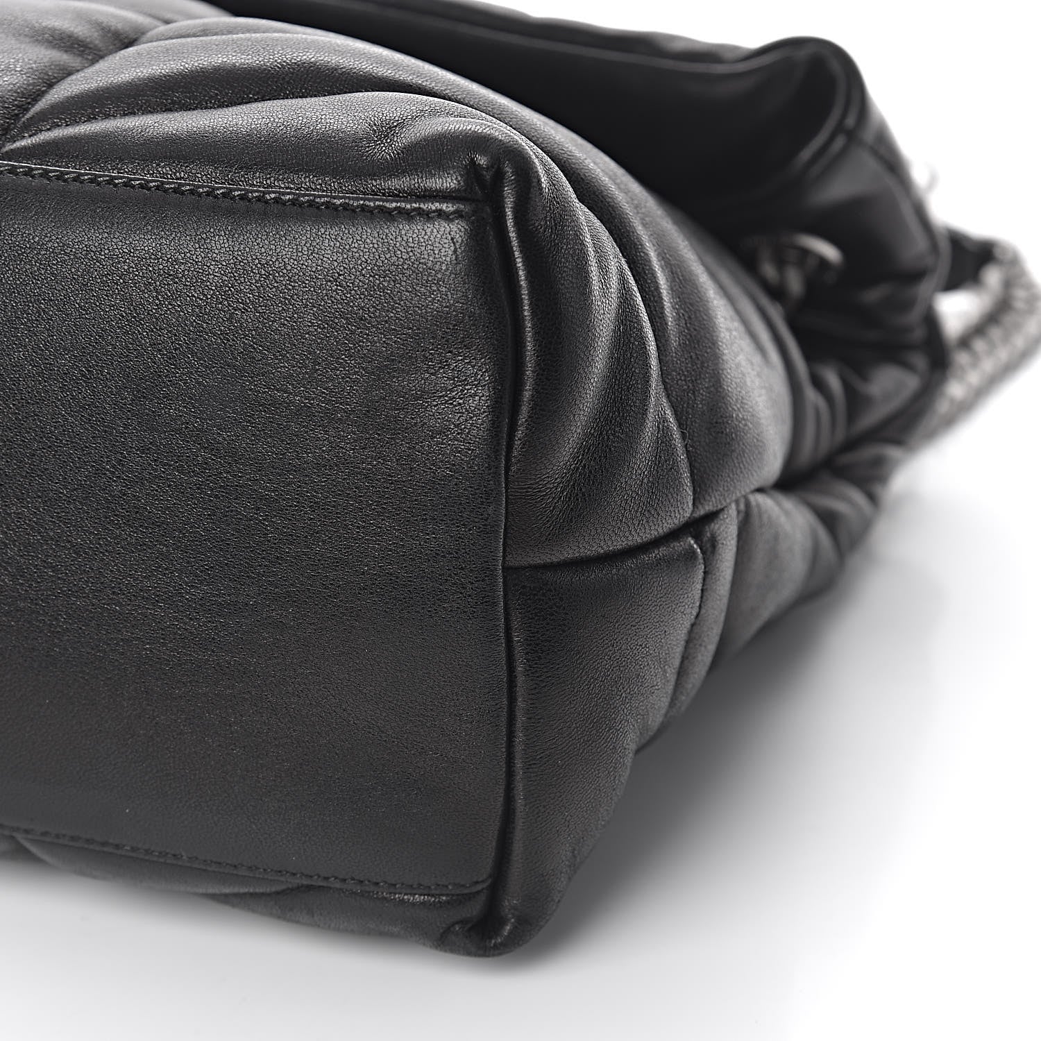 Saint Laurent Lambskin Quilted Medium Loulou Puffer Monogram Chain Satchel Black 9 of 10