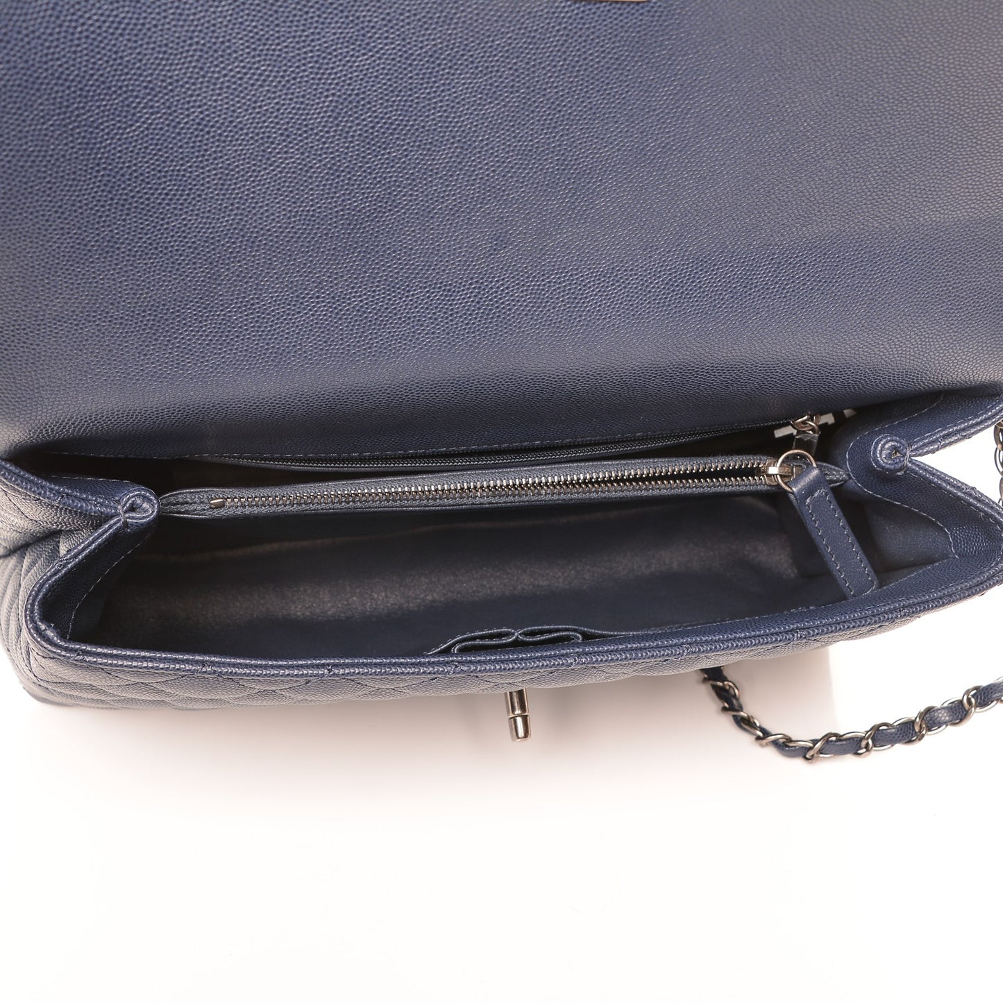 Caviar Lizard Quilted Medium Coco Handle Flap Navy
