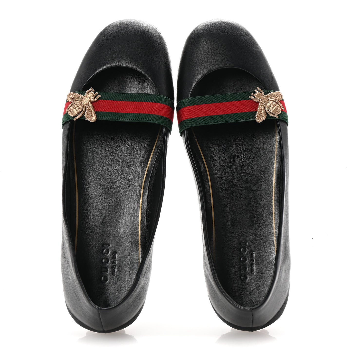 Calfskin Bayadere Bee Ballerina Flats 38.5 Black