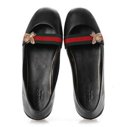 Gucci Calfskin Bayadere Bee Ballerina Flats 38.5 Black 2 of 10