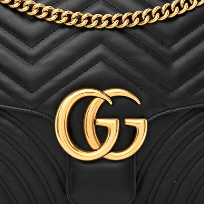 Gucci Calfskin Matelasse Large GG Marmont Shoulder Bag Black 8 of 10