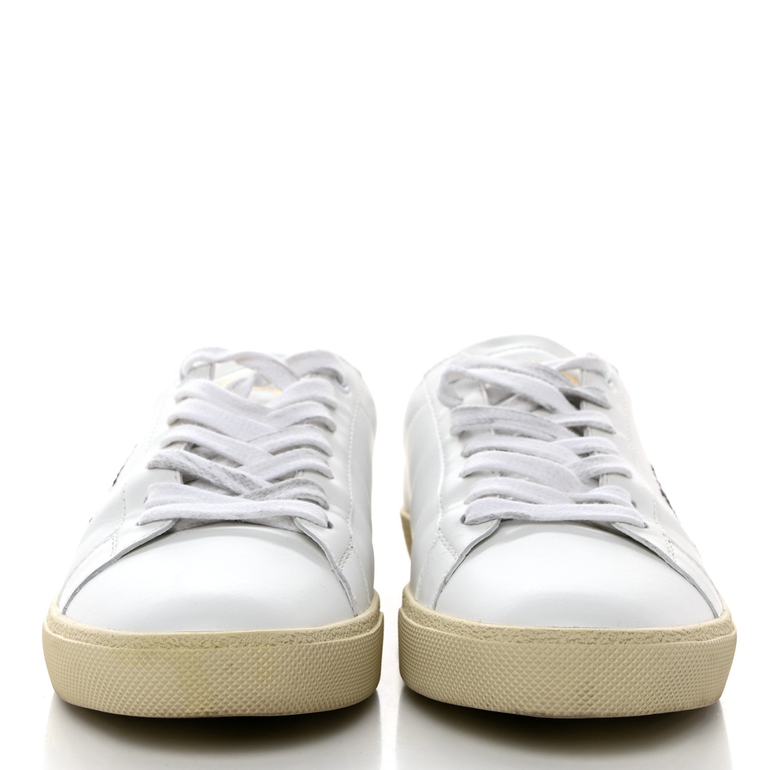 Saint Laurent Calfskin Embroidered Court Classic Sneakers 38 White Black 2 of 9