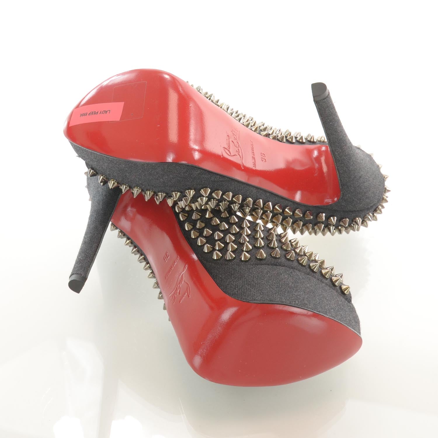 Christian Louboutin Fabric Lady Peep Spikes 150 Pumps 36 4 of 6