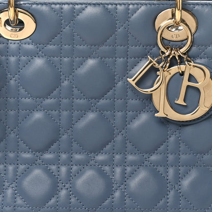 Christian Dior Lambskin Cannage Medium Lady Dior Denim Blue 8 of 12
