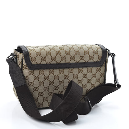Gucci Monogram Flap Messenger Bag Beige Dark Brown 2 of 9
