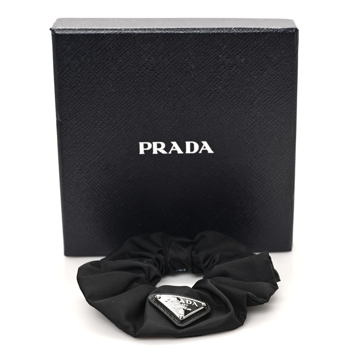 Prada Re-Nylon Metal Logo Scrunchie Black 4 of 4