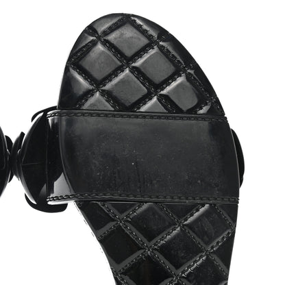 Chanel Patent Quilted Camellia Sandal 38 Black 9 of 14