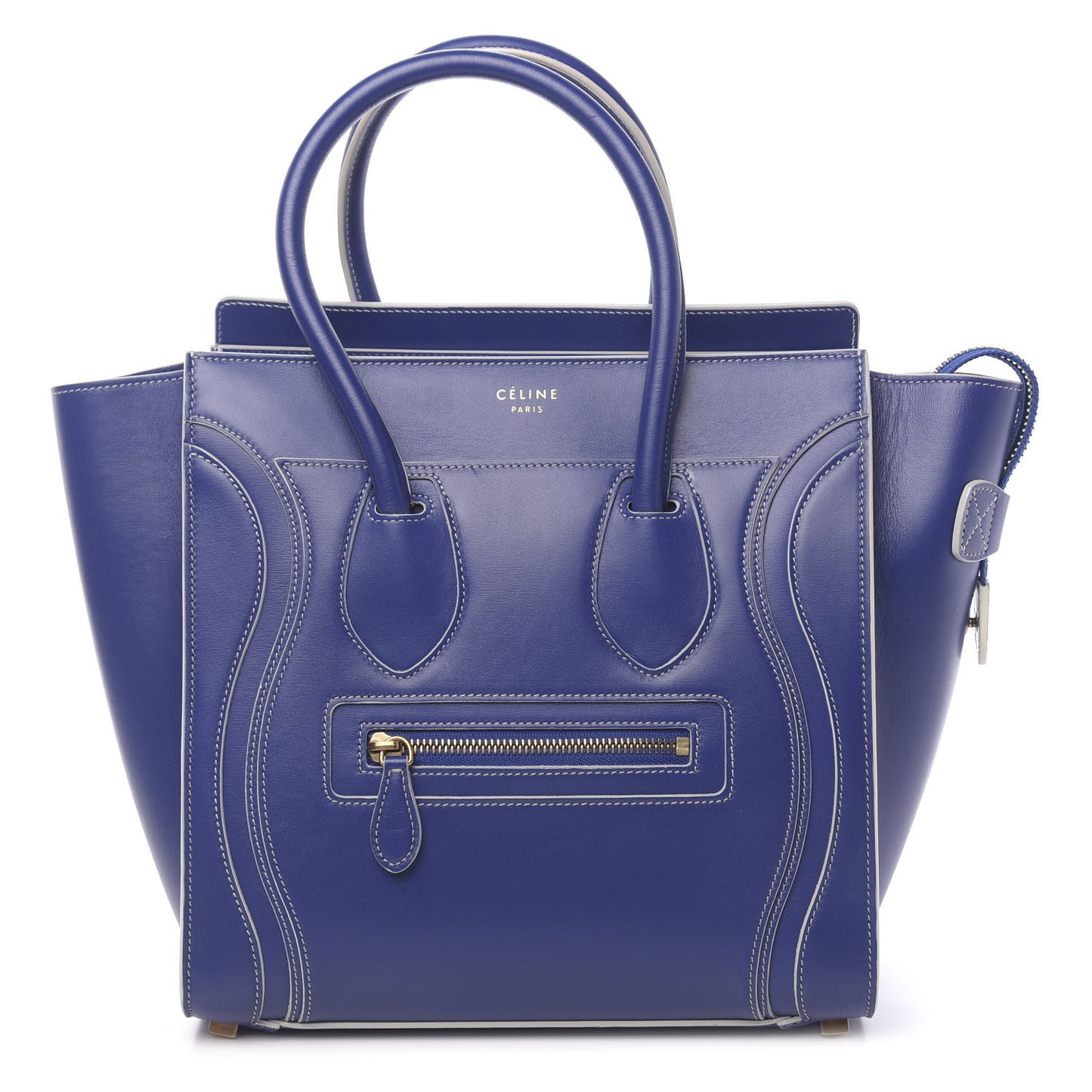 Satin Calfskin Micro Debossed Luggage Inky Blue