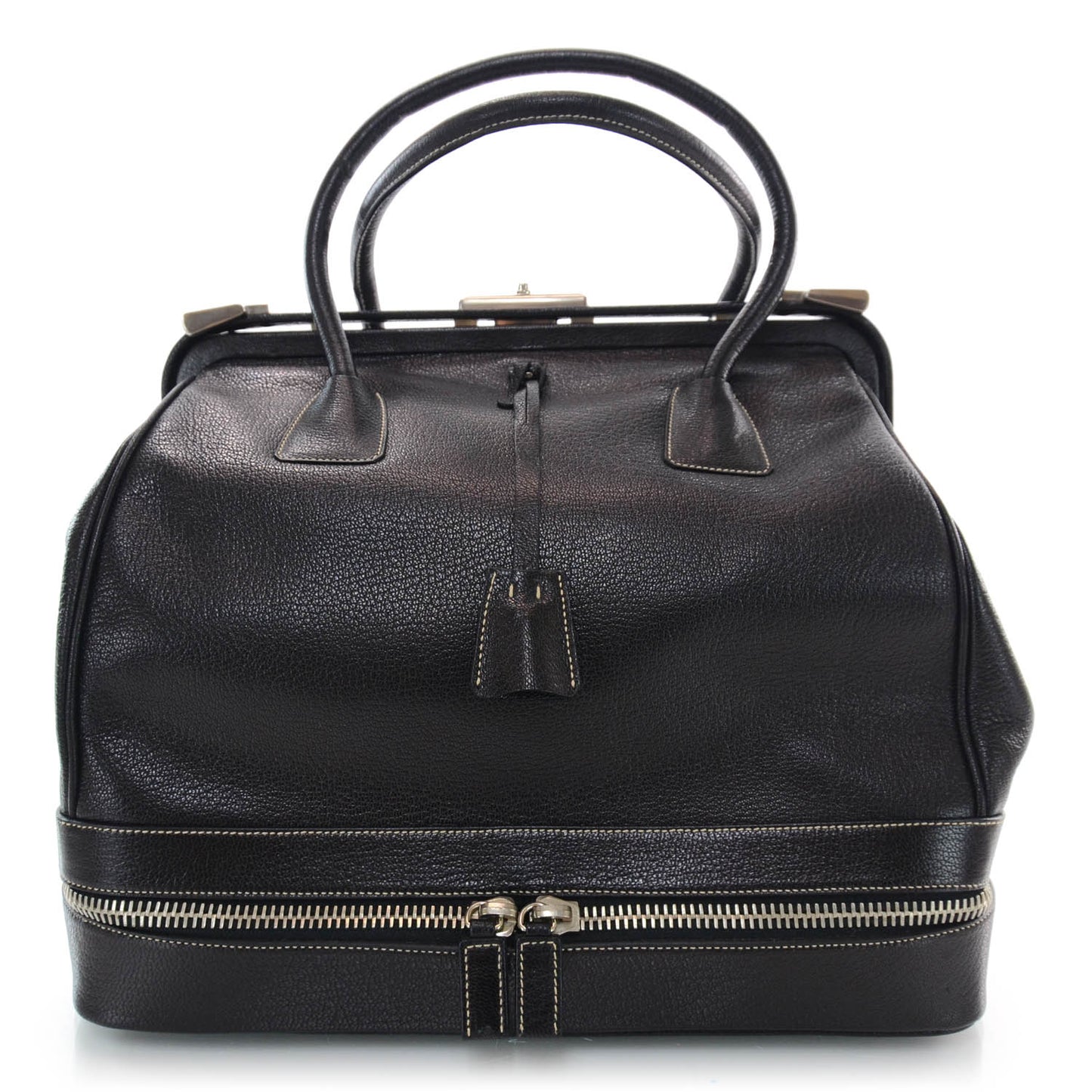 Goatskin Large Frame Bag Black