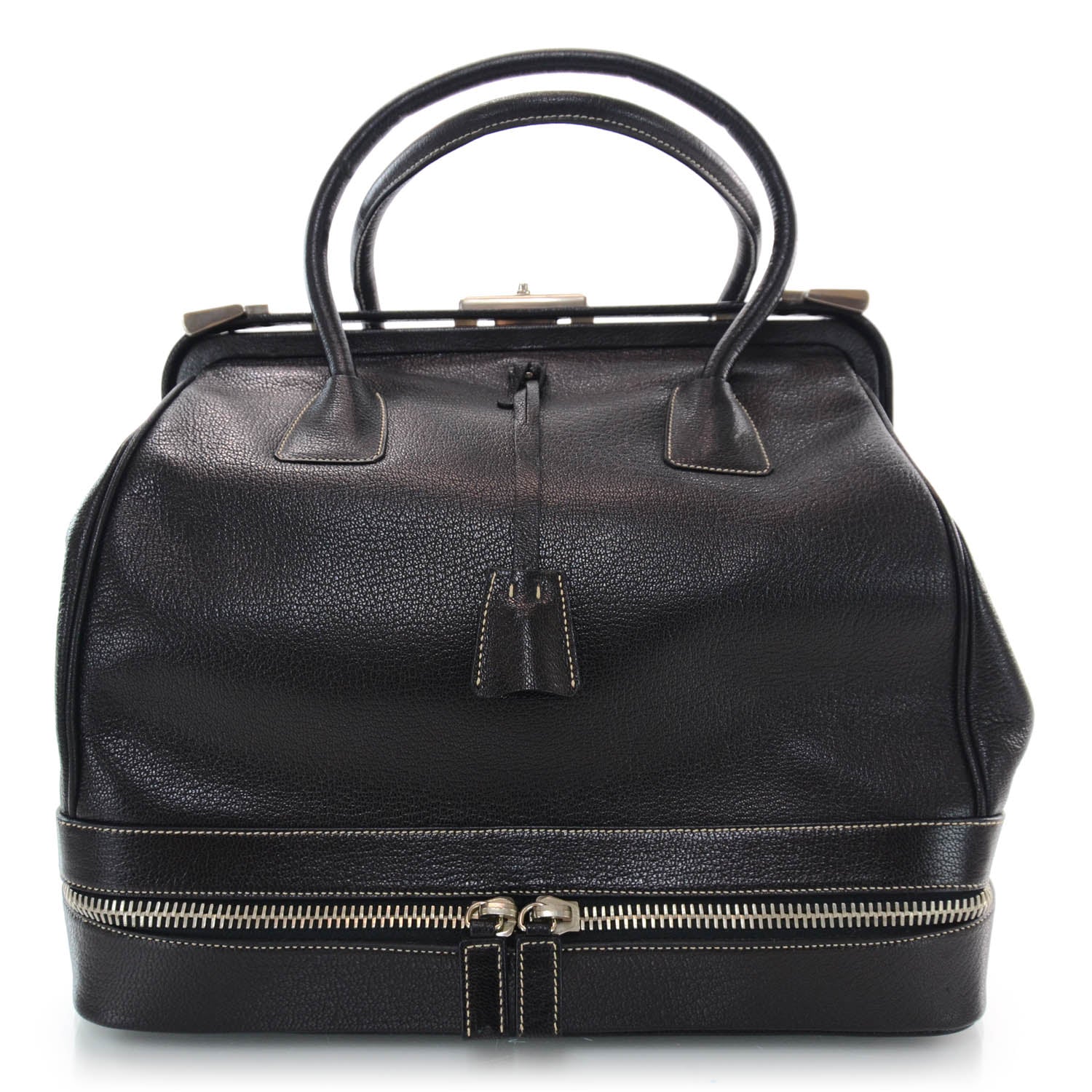 Prada Goatskin Large Frame Bag Black 1 of 8