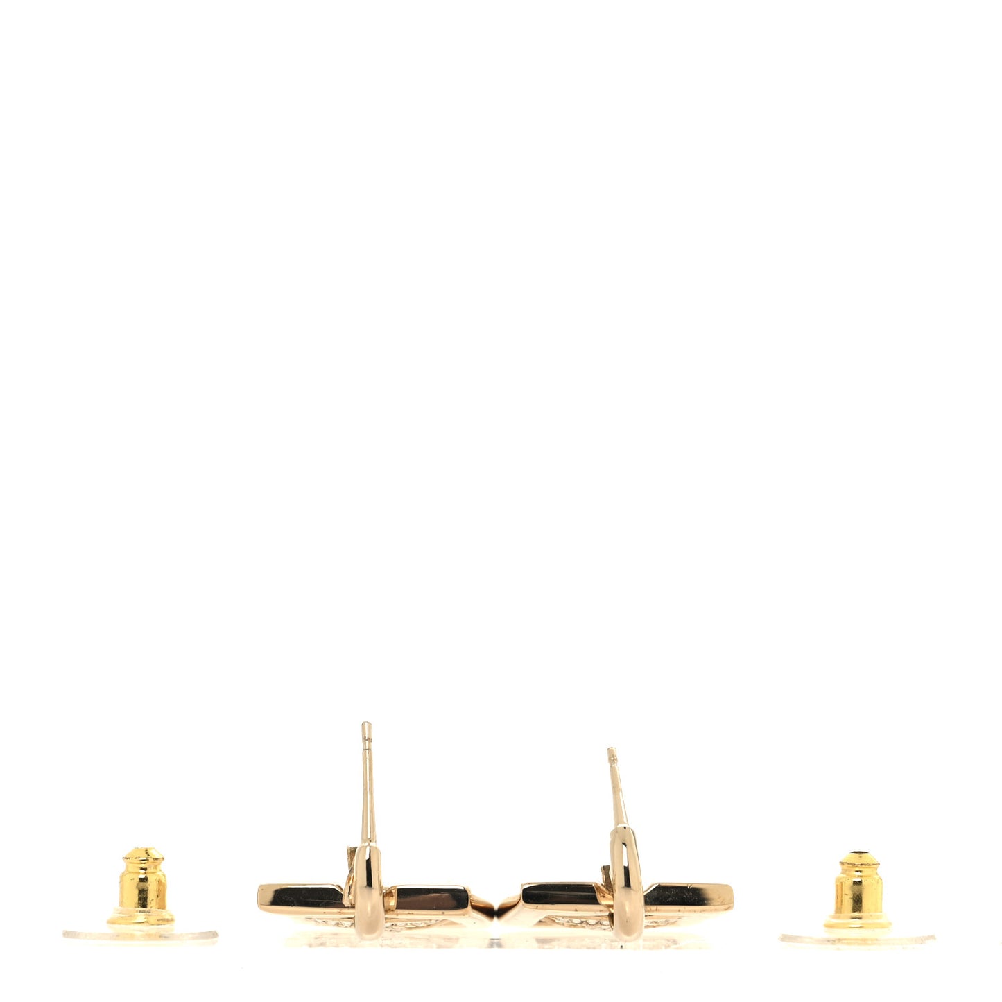 Metal Crystal Square CC Dangle Earrings Gold