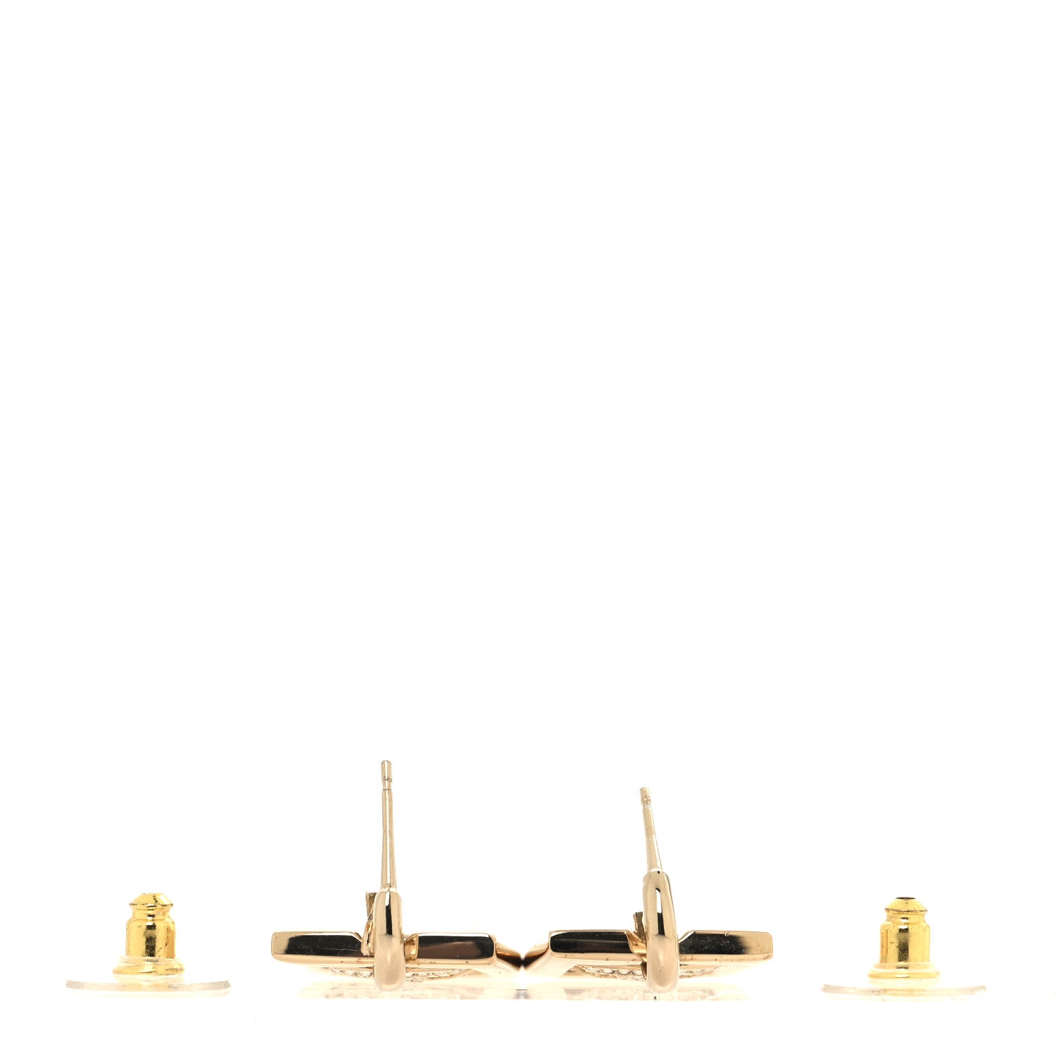 Chanel Metal Crystal Square CC Dangle Earrings Gold 3 of 5