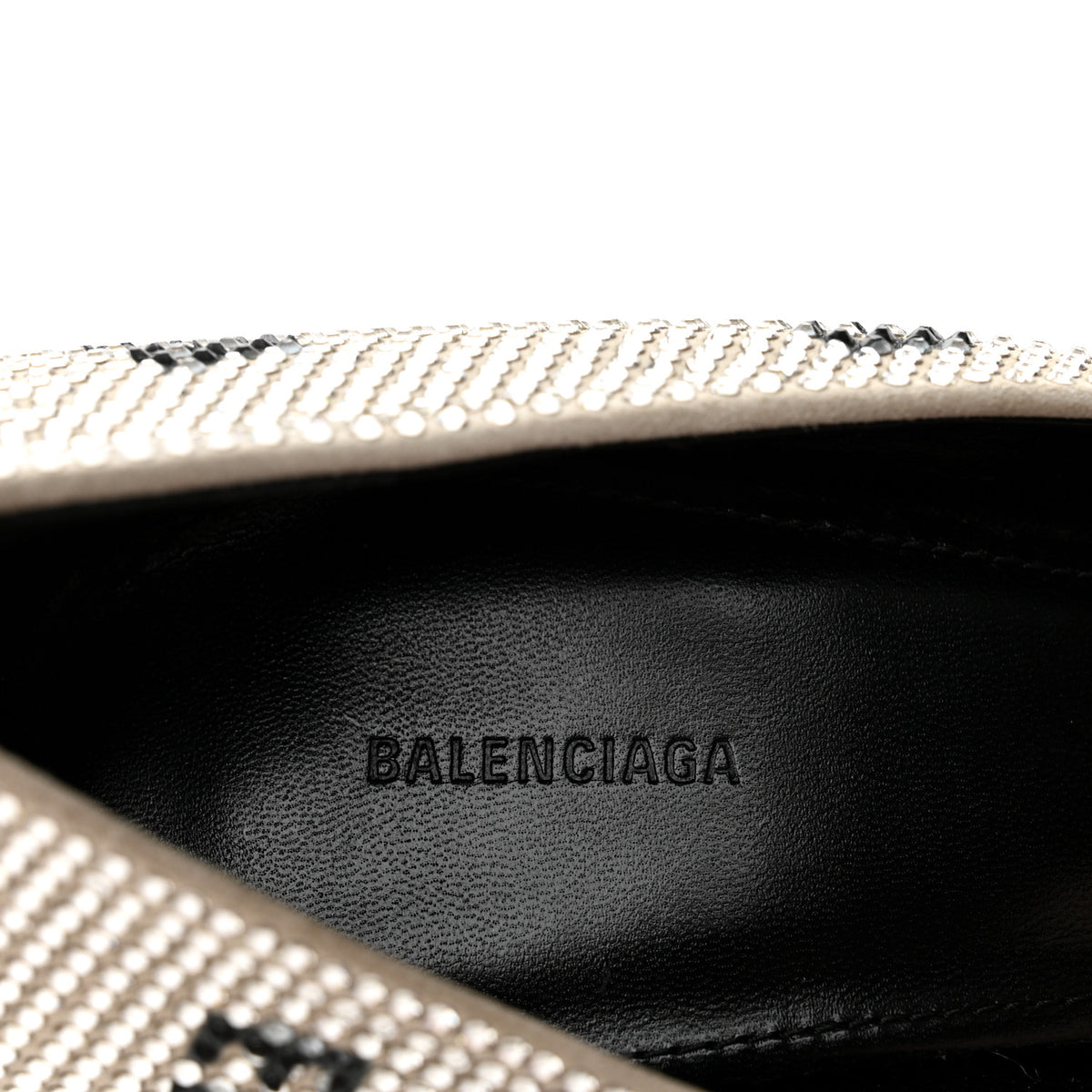 Balenciaga Strass Allover Logo Square Knife 110mm Pumps 38 Crystal Black 8 of 10
