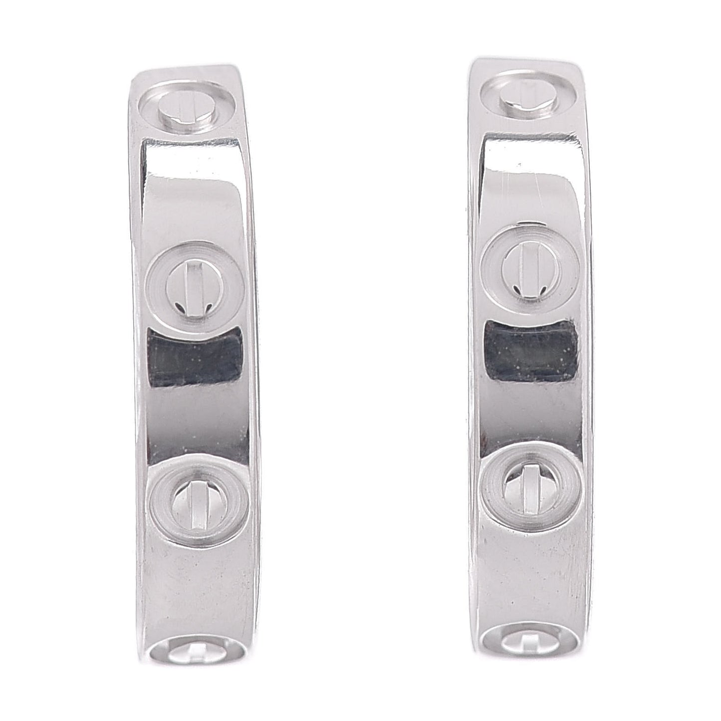 18K White Gold Small LOVE Hoop Earrings