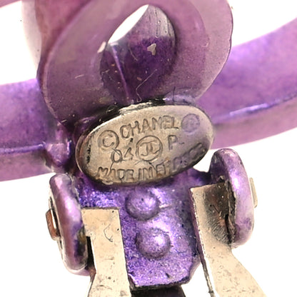 Chanel Metal CC Clip On Earrings Purple 4 of 4
