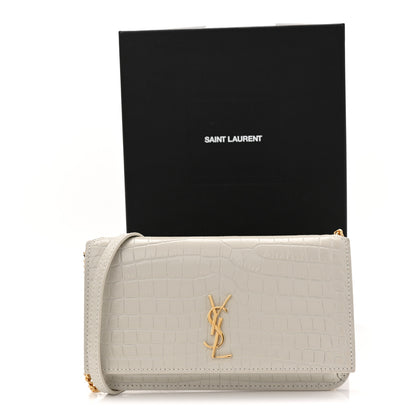Saint Laurent Crocodile Embossed Monogram Phone Holder Crossbody Crema Soft 11 of 11