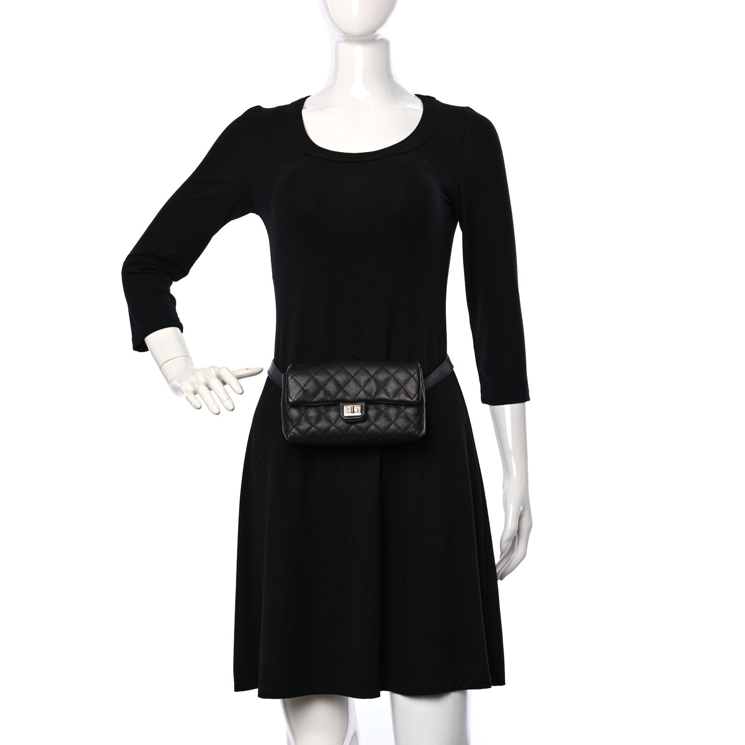 Chanel Grained Calfskin Quilted 2.55 Reissue Flap Belt Bag Clutch Black 2 of 16
