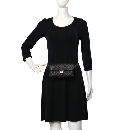 Chanel Grained Calfskin Quilted 2.55 Reissue Flap Belt Bag Clutch Black 2 of 16