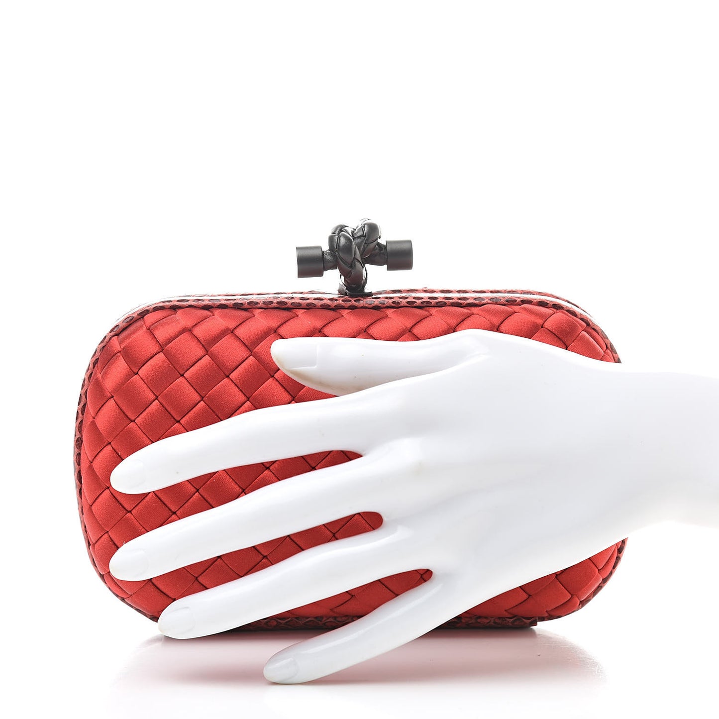 Satin Intreccio Impero Ayers Knot Clutch Red