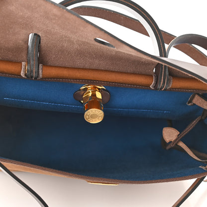 Hermes Toile Officier Vache Hunter Herbag Zip Retourne 31 PM Alezan Bleu Outremer Ebene 6 of 11