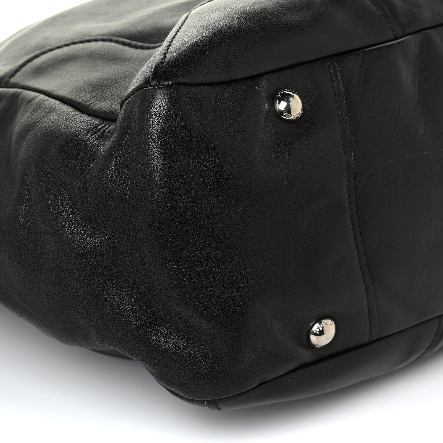 Prada Soft Calf Pleated Two Pocket Hobo Black 9 of 17