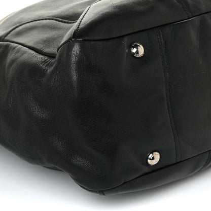 Prada Soft Calf Pleated Two Pocket Hobo Black 9 of 17