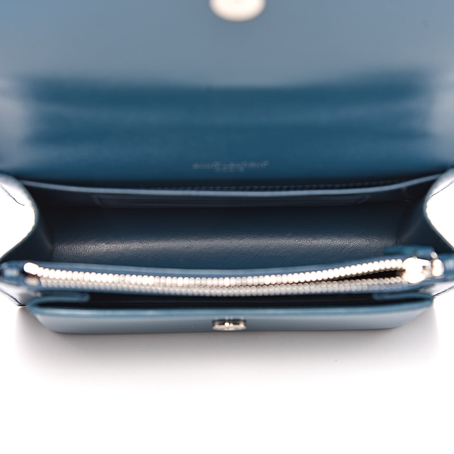 Calfskin Monogram Sunset Chain Wallet Peacock