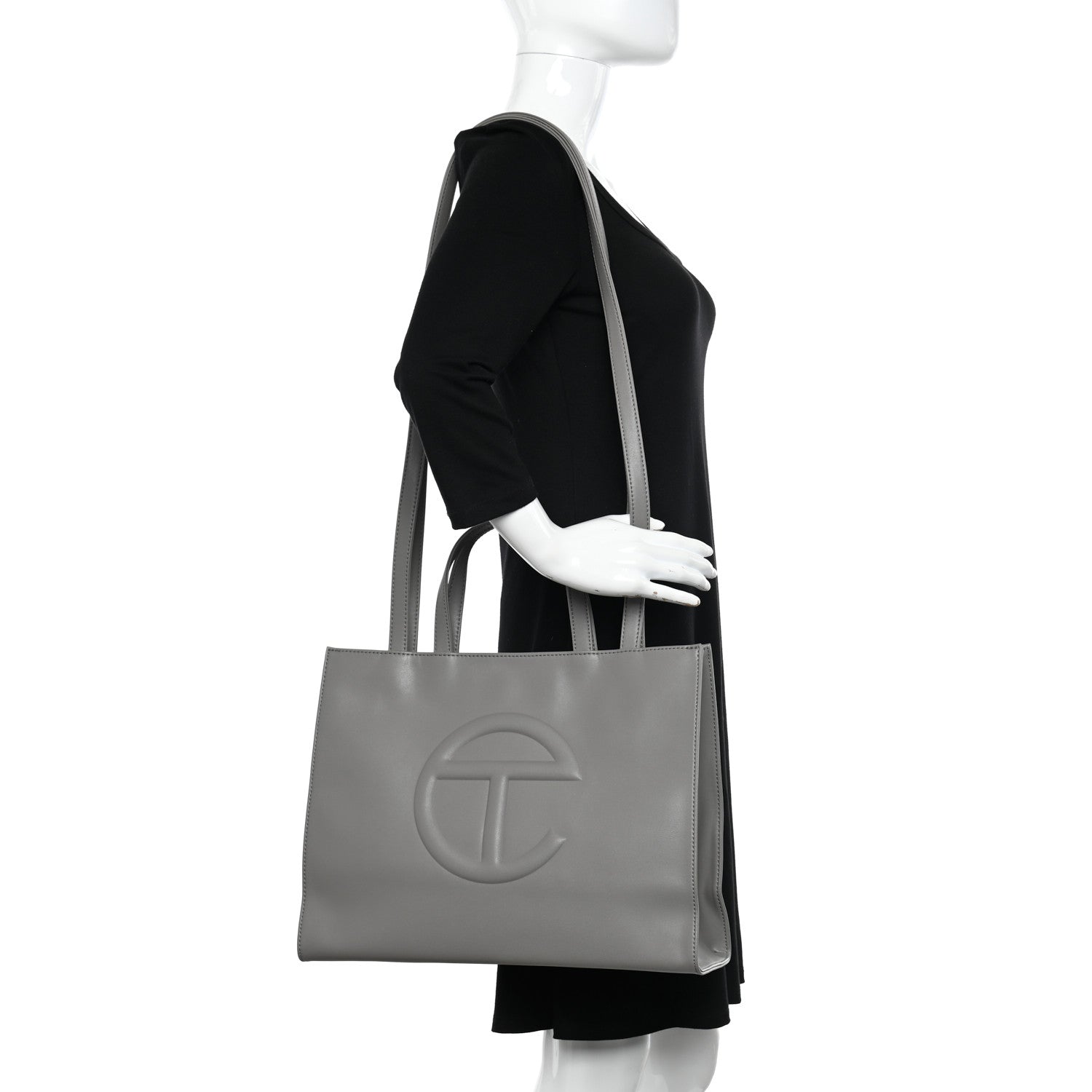 Telfar Vegan Leather Medium Shopping Bag Grey 2 of 11