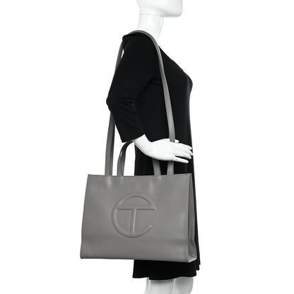 Telfar Vegan Leather Medium Shopping Bag Grey 2 of 11