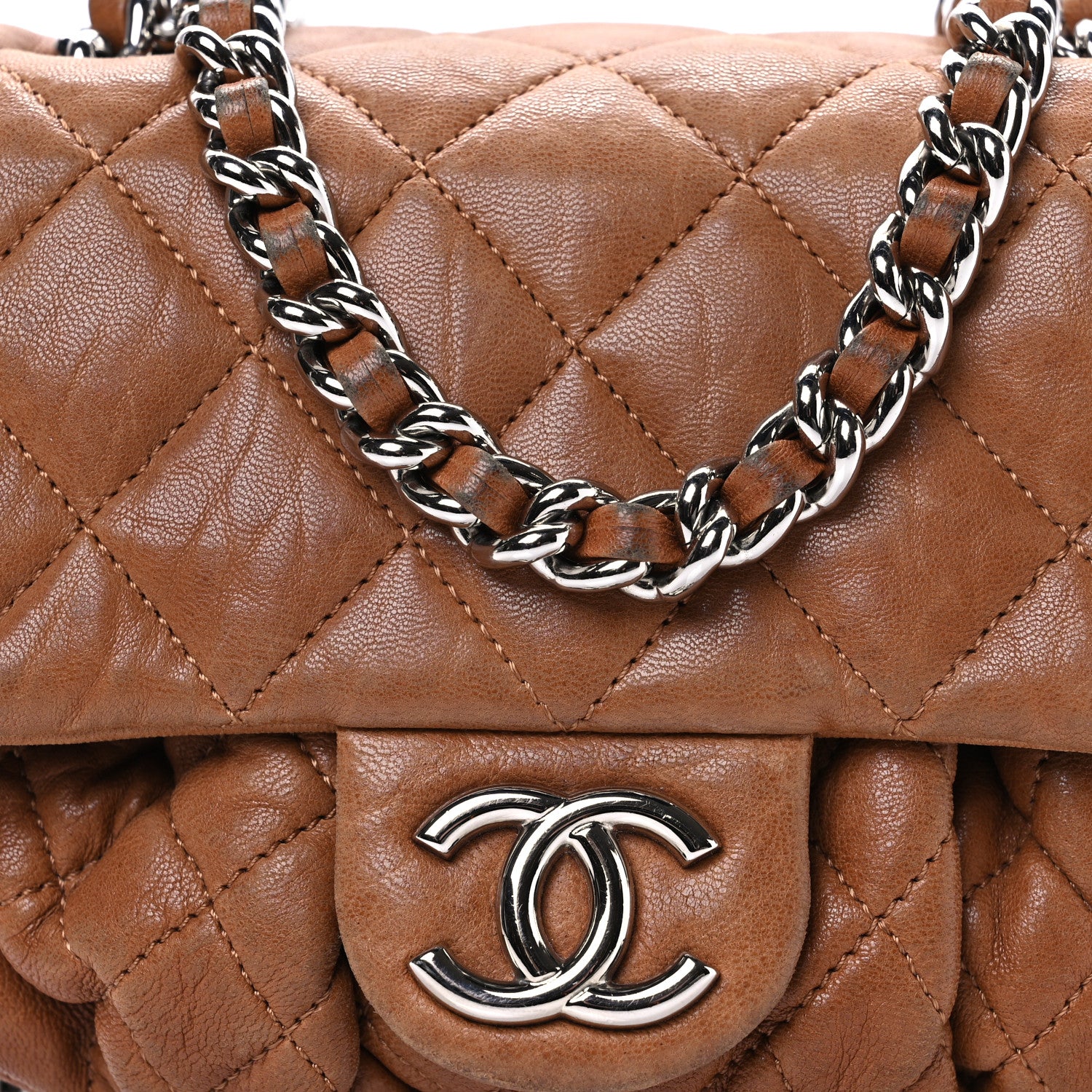 Chanel Washed Lambskin Mini Chain Around Messenger Brown 8 of 14