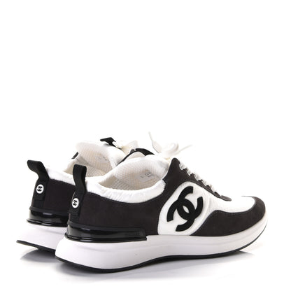 Chanel Nylon Suede Calfskin CC Sneakers 39 White Dark Grey 4 of 8