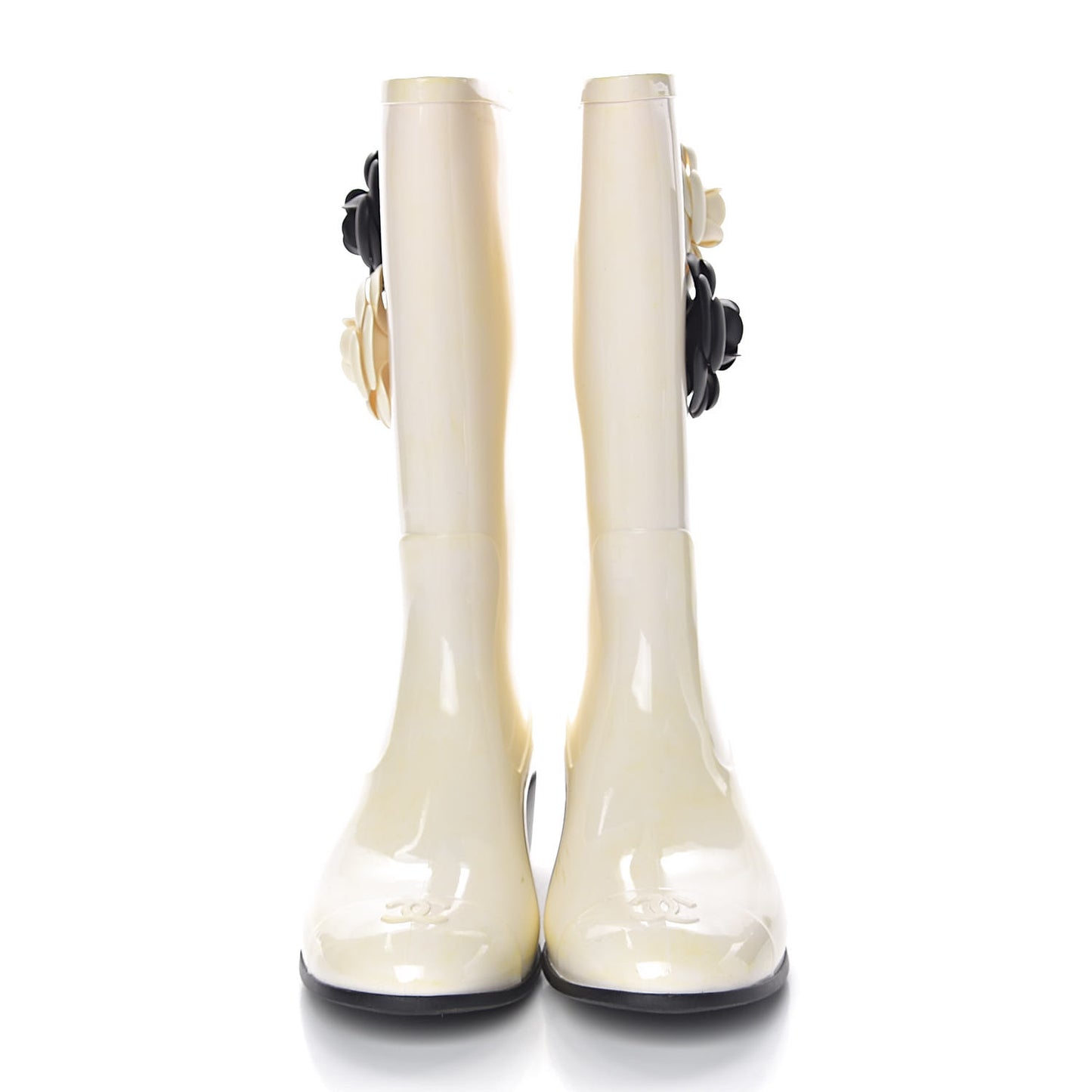 Rubber Camellia Rain Boots 40 White