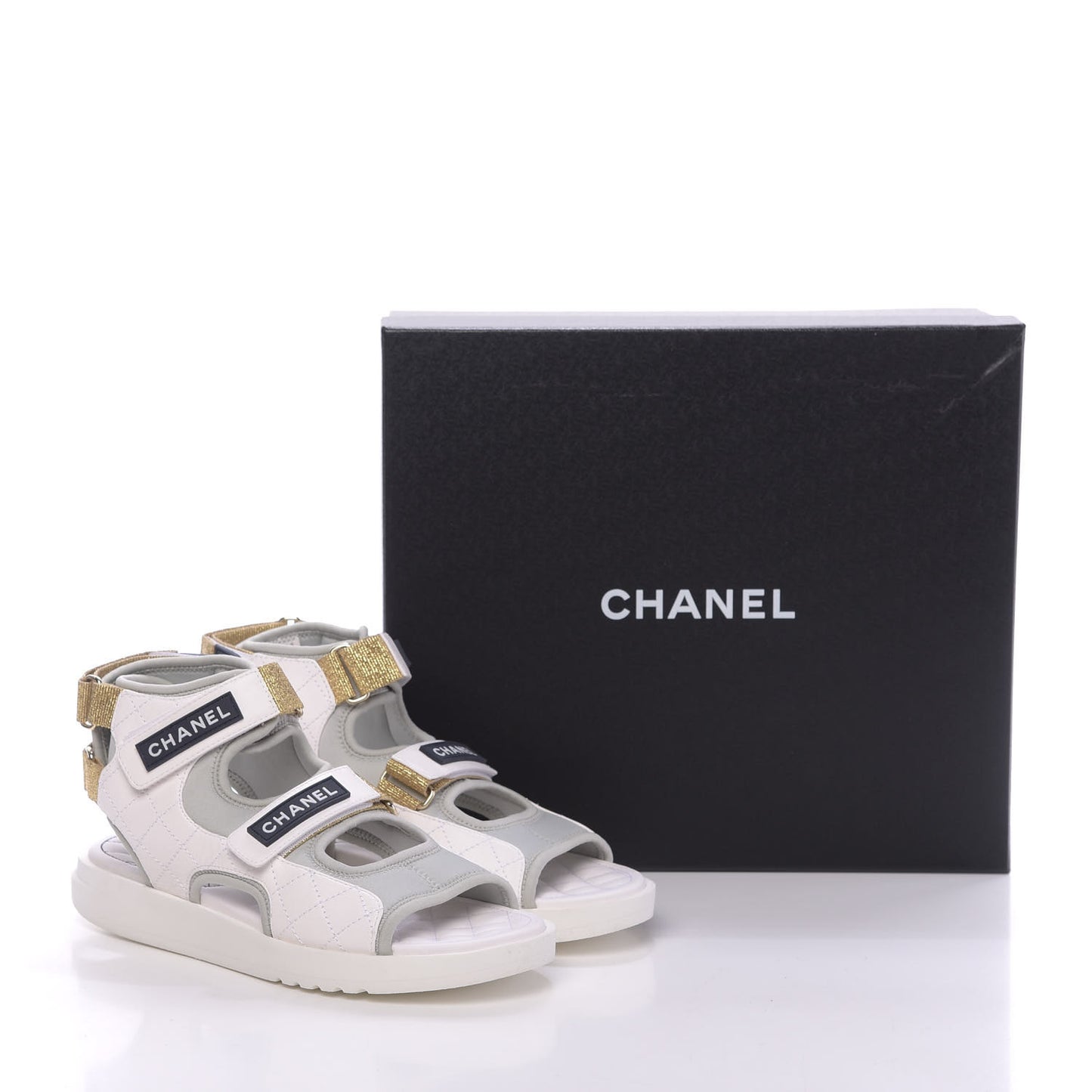 Goatskin Fabric Gladiator Sandals 39.5 White Light Grey Navy Blue