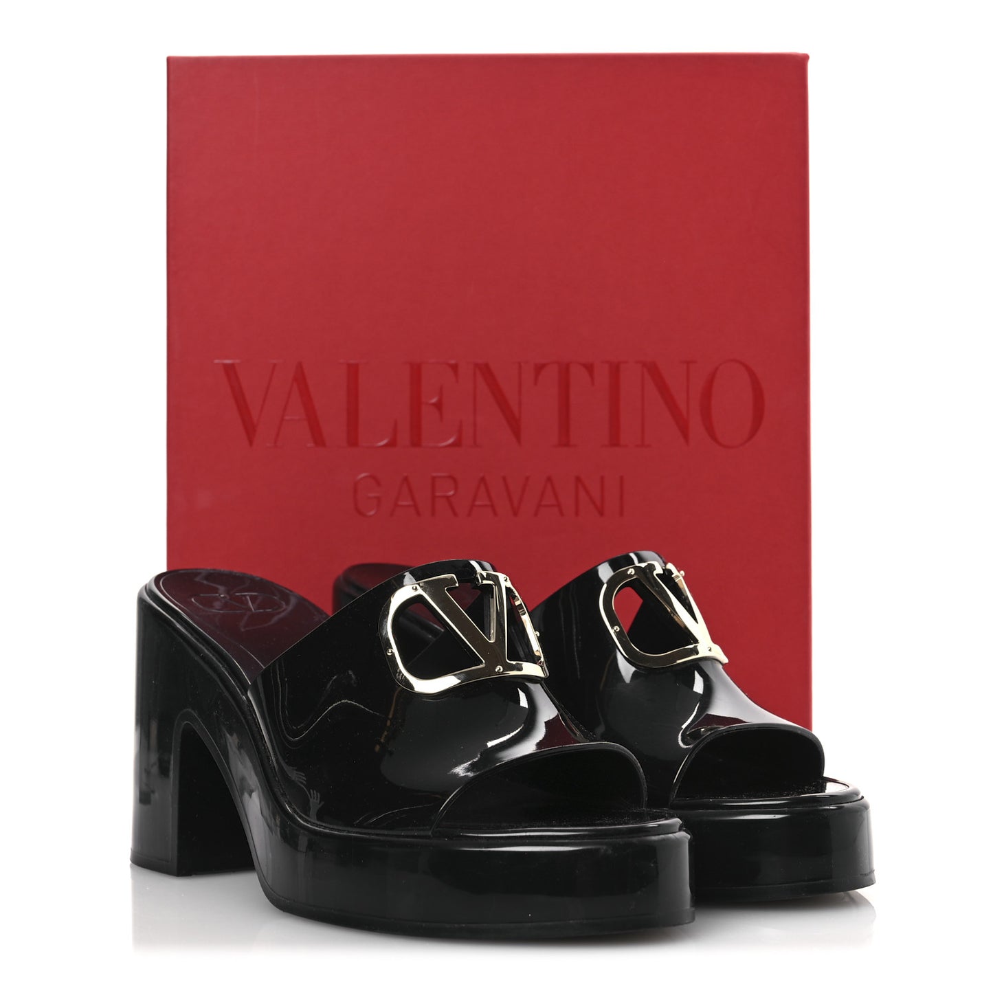 Rubber VLogo PM Platform Slide Sandals 40 Black