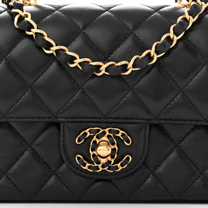 Chanel Lambskin Quilted Mini Strass On Top Flap Black 8 of 11