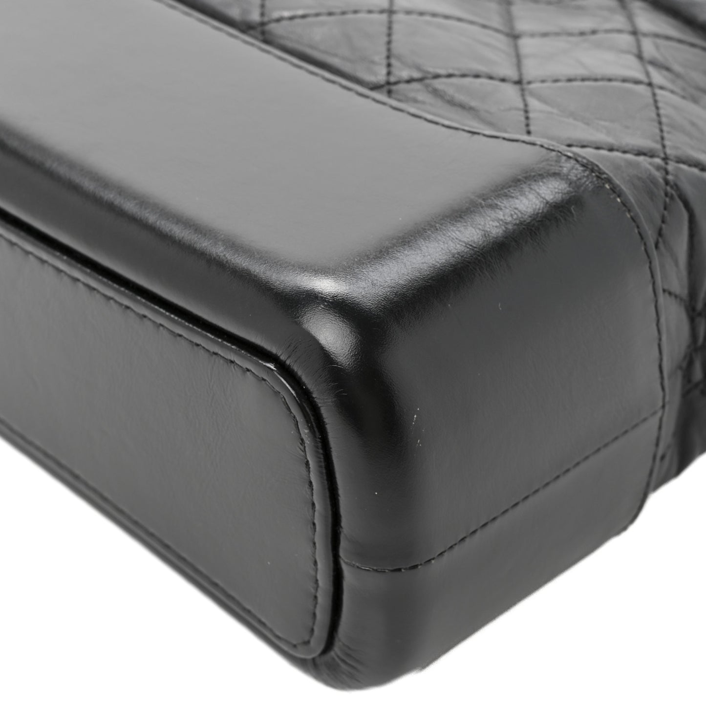 Aged Calfskin Quilted Large Gabrielle Hobo Black