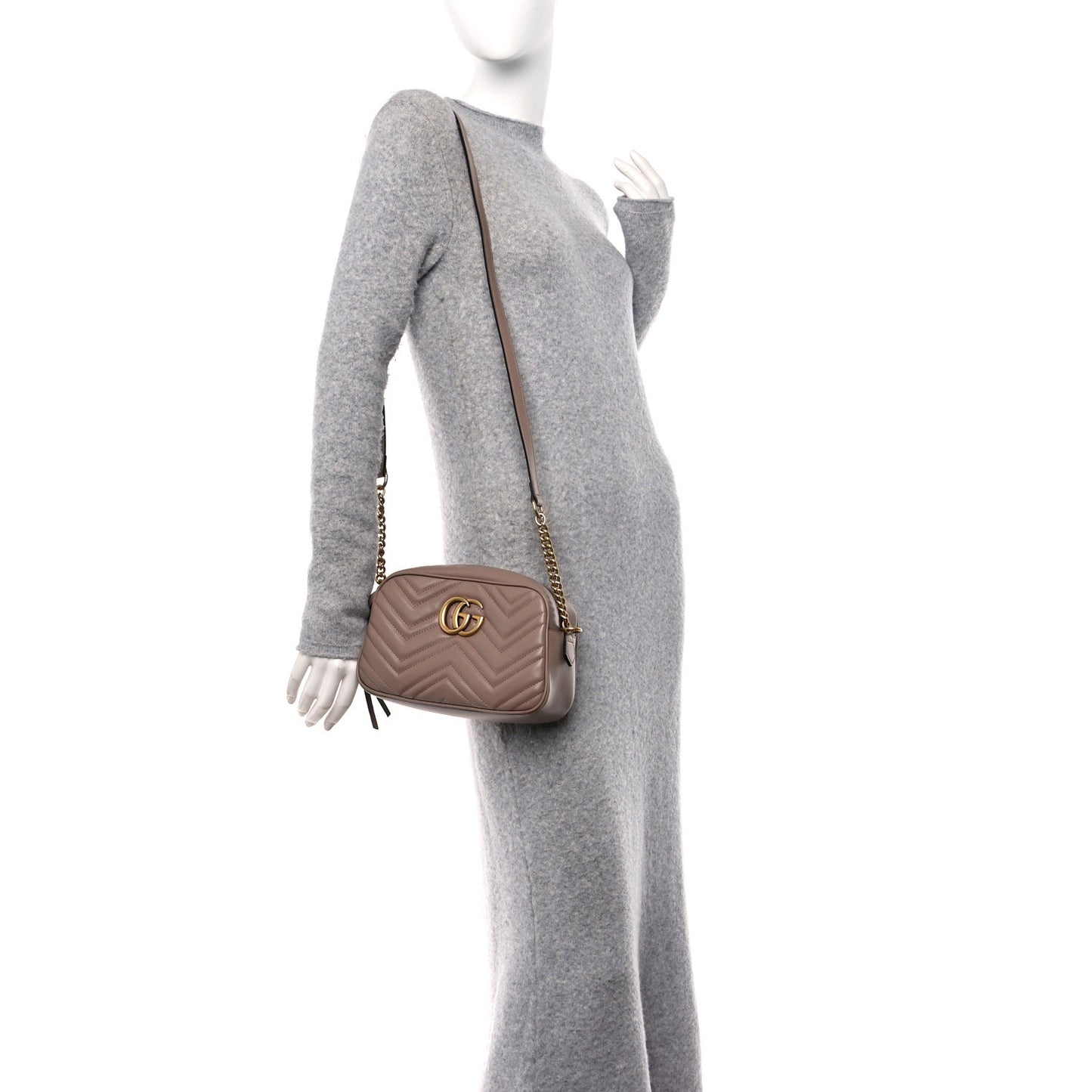 Calfskin Matelasse Small GG Marmont Chain Shoulder Bag Porcelain Rose