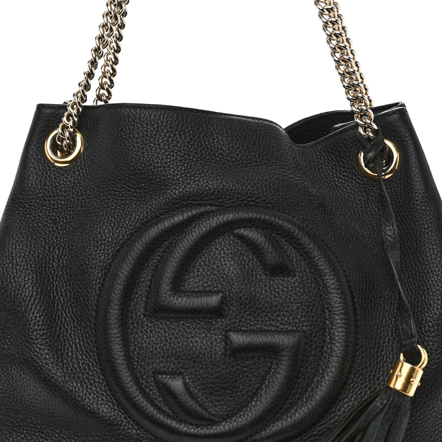 Pebbled Calfskin Medium Soho Chain Shoulder Bag Black