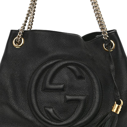 Gucci Pebbled Calfskin Medium Soho Chain Shoulder Bag Black 8 of 14