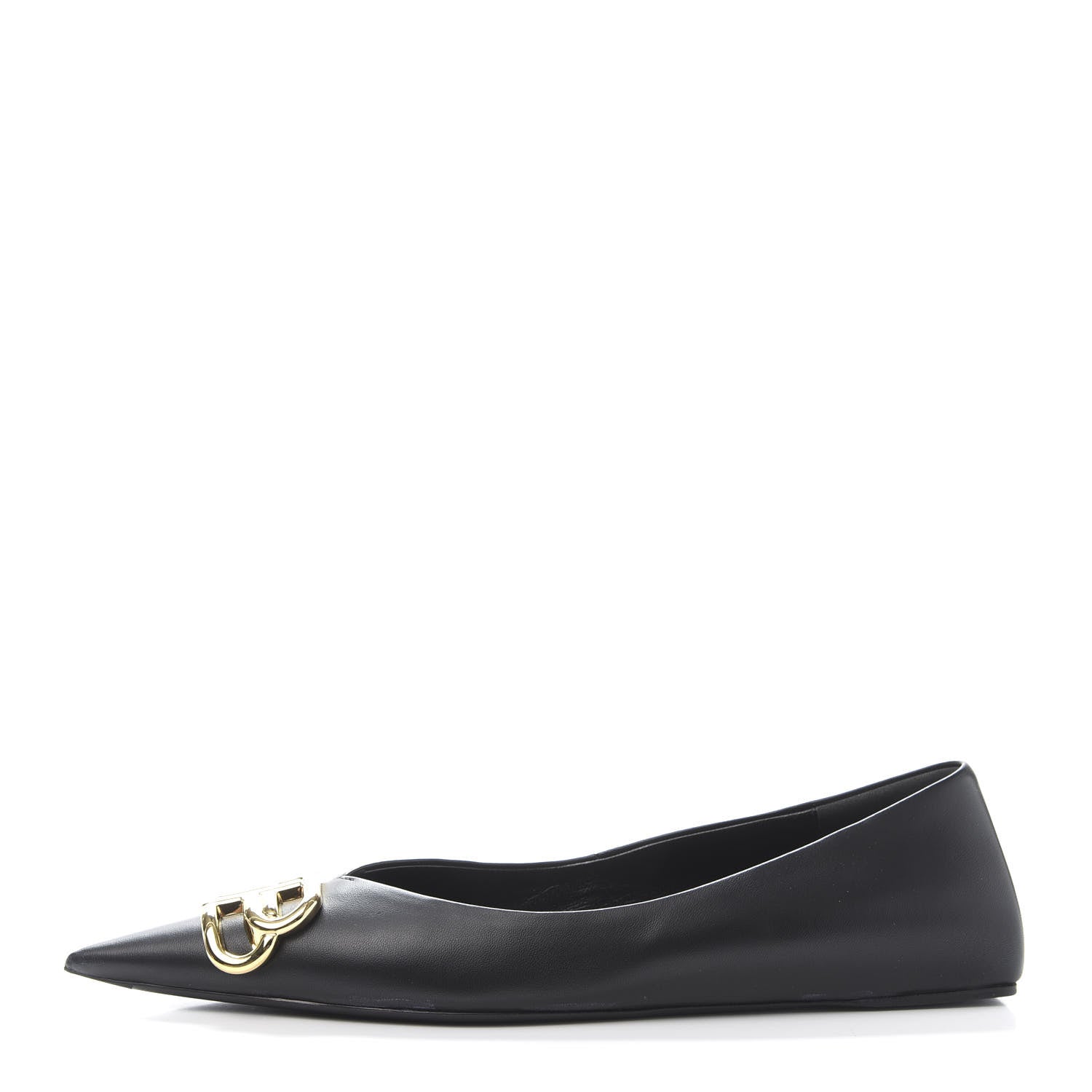 Balenciaga Calfskin BB Knife Pointy Toe Ballerina Flats 37 Black 1 of 10