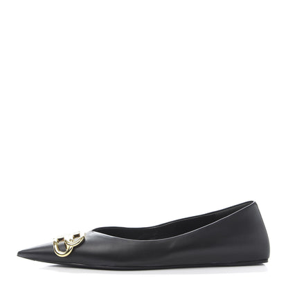 Balenciaga Calfskin BB Knife Pointy Toe Ballerina Flats 37 Black 1 of 10
