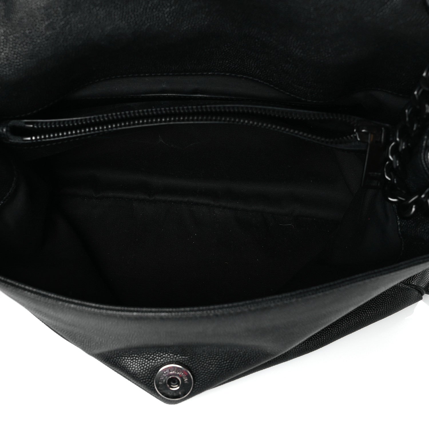 Saint Laurent Grain De Poudre Monogram Monochrome Toy West Hollywood Fold-Over Bag Black 4 of 9